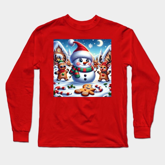 Snowman Christmas Long Sleeve T-Shirt by TooplesArt